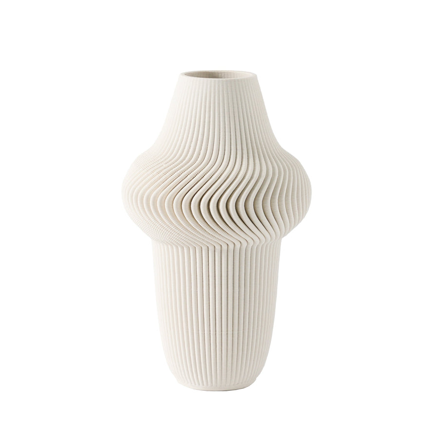 10" ANTILLES 3D PRINTED VASE, IVORY/BEIGE