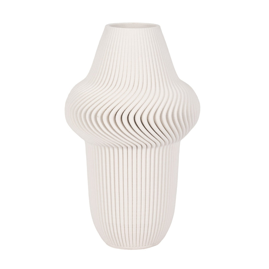 14" ANTILLES 3D PRINTED VASE, IVORY/BEIGE