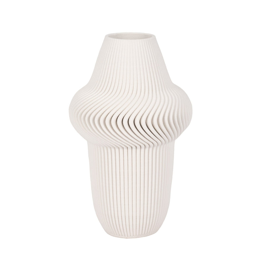 14" ANTILLES 3D PRINTED VASE, IVORY/BEIGE