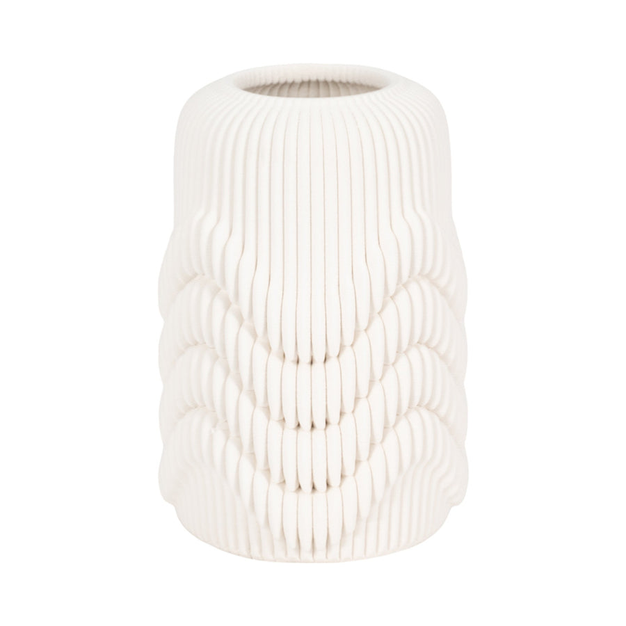 12" PROVIDENCE 3D PRINTED VASE, IVORY/BEIGE