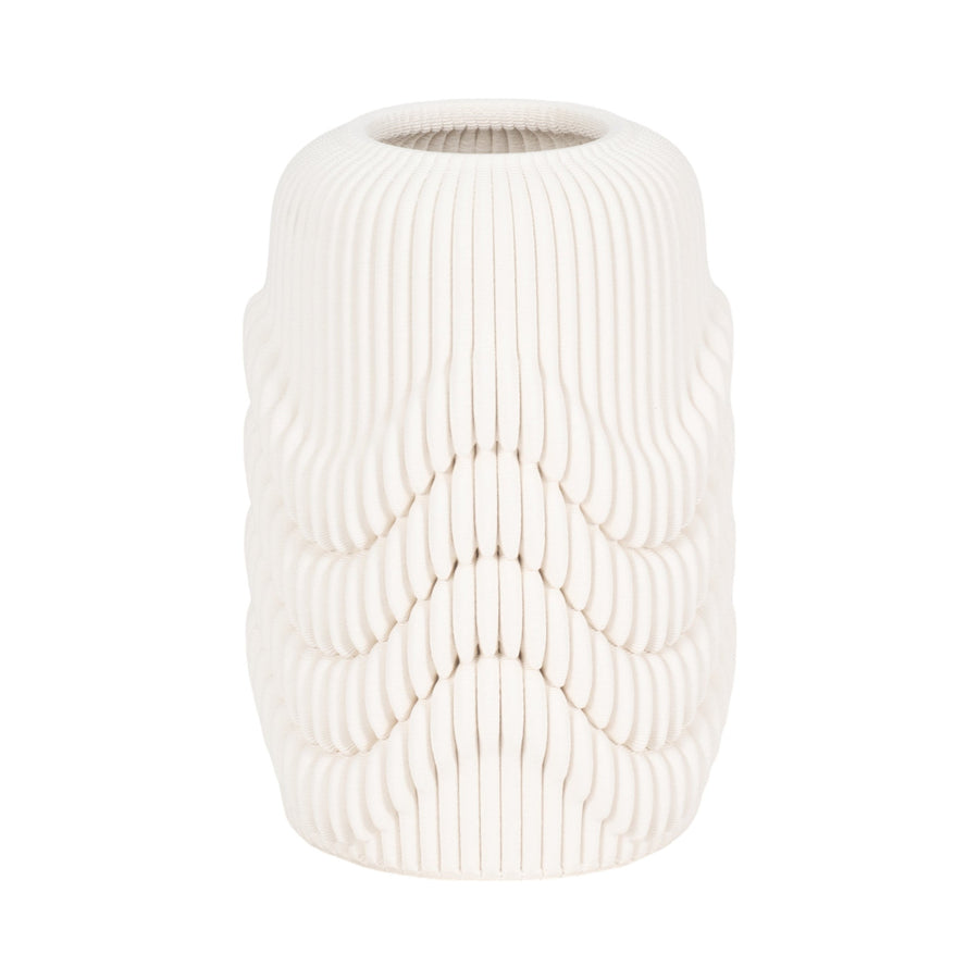 12" PROVIDENCE 3D PRINTED VASE, IVORY/BEIGE