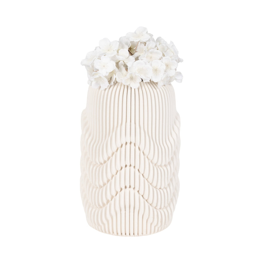 15" PROVIDENCE 3D PRINTED VASE, IVORY/BEIGE