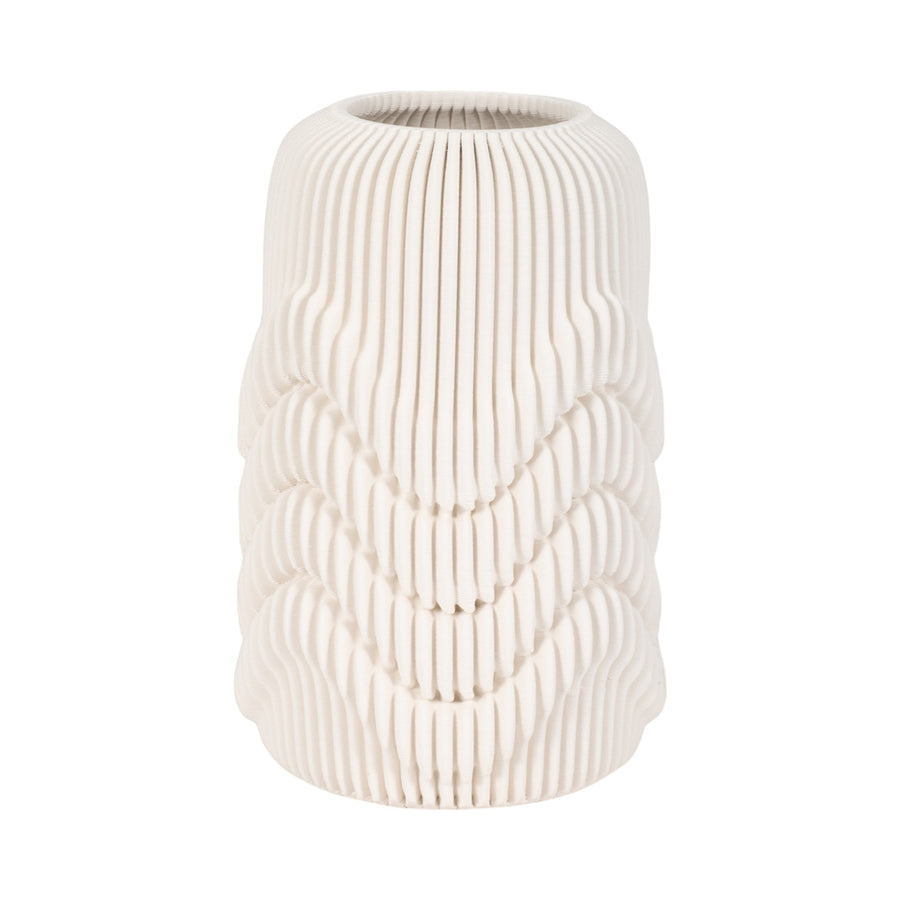 15" PROVIDENCE 3D PRINTED VASE, IVORY/BEIGE