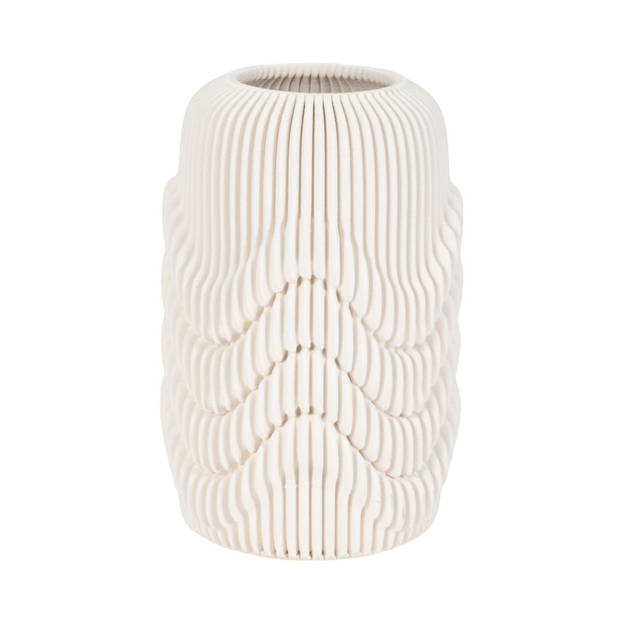 15" PROVIDENCE 3D PRINTED VASE, IVORY/BEIGE