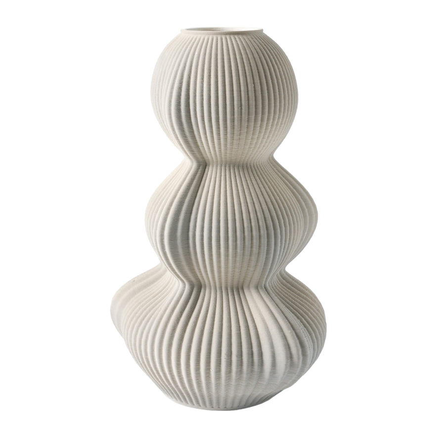 15" SAMANA 3D PRINTED VASE , SILVER CLOUD