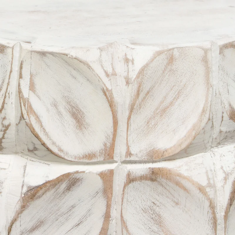 FIG END TABLE DISTRESSED WHITE WOOD