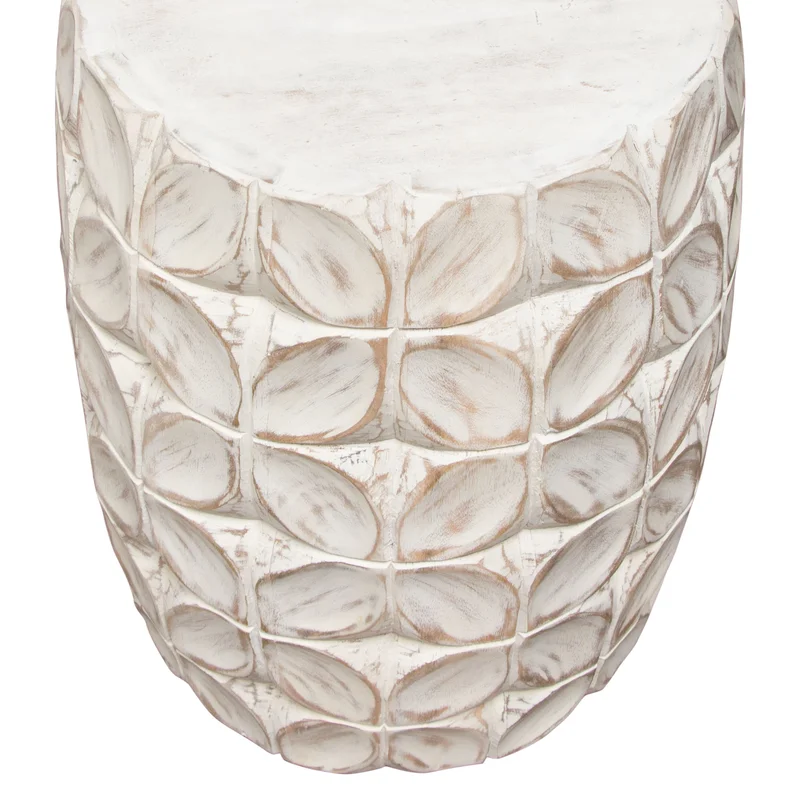 FIG END TABLE DISTRESSED WHITE WOOD