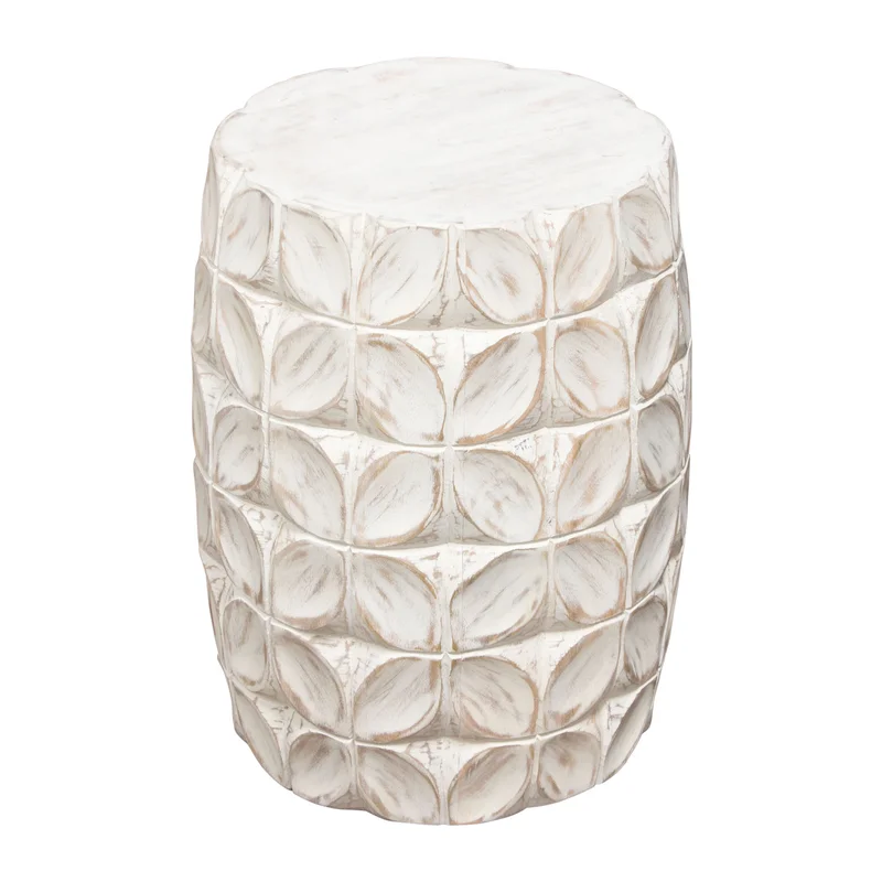 FIG END TABLE DISTRESSED WHITE WOOD