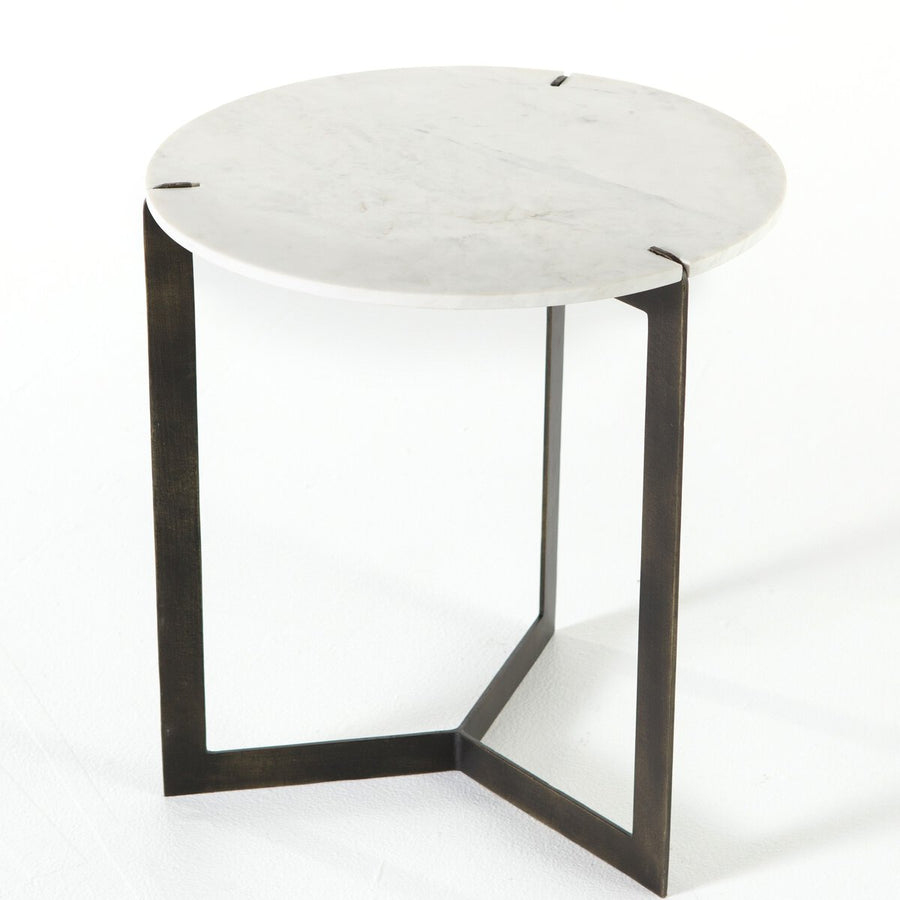 KIVA END TABLE-POLISHED WHITE MARBLE