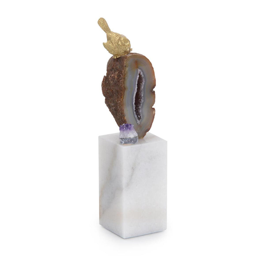 BRASS BIRD AND GEODE SCULPTURE I