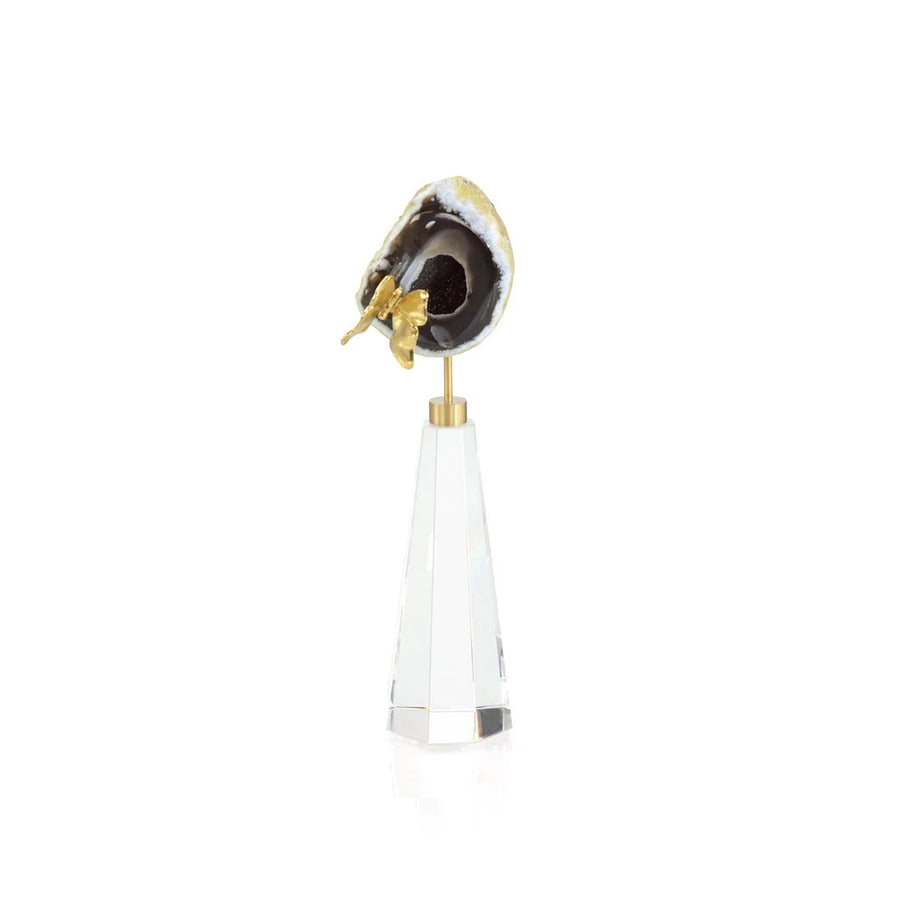 BRASS FLOWER AND BLUE GEODE SCULPTURE II