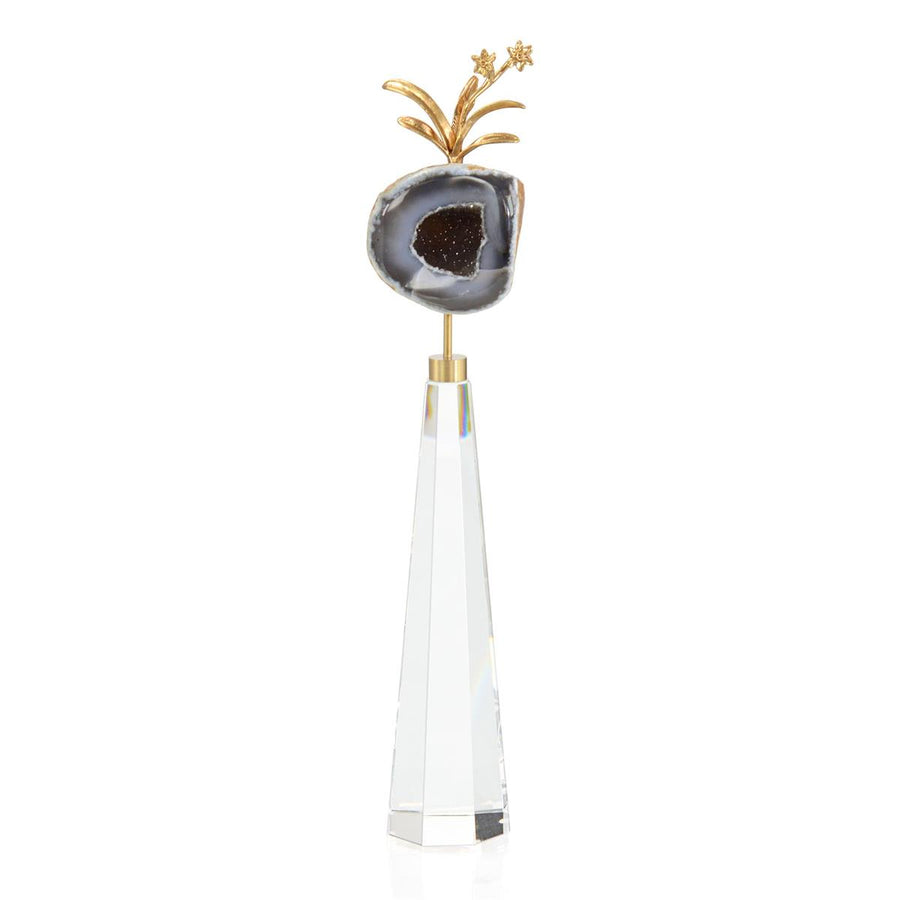 BRASS FLOWER AND BLUE GEODE SCULPTURE I