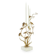 ORCHIDS IN BLOOM CANDLEHOLDER, SMALL BRASS