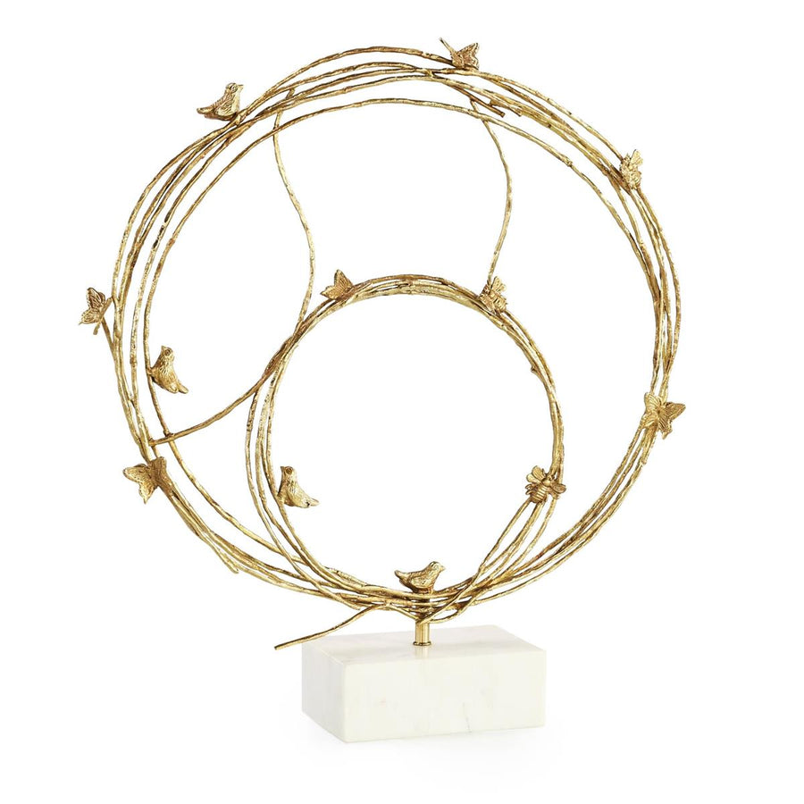 ROOST SCULPTURE, LARGE BRASS