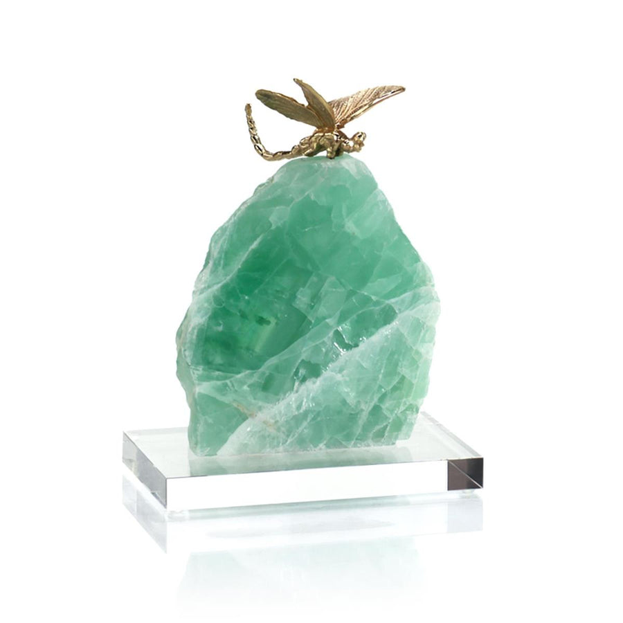 BRASS DRAGONFLY SCULPTURE ON CHLOROPHANE I