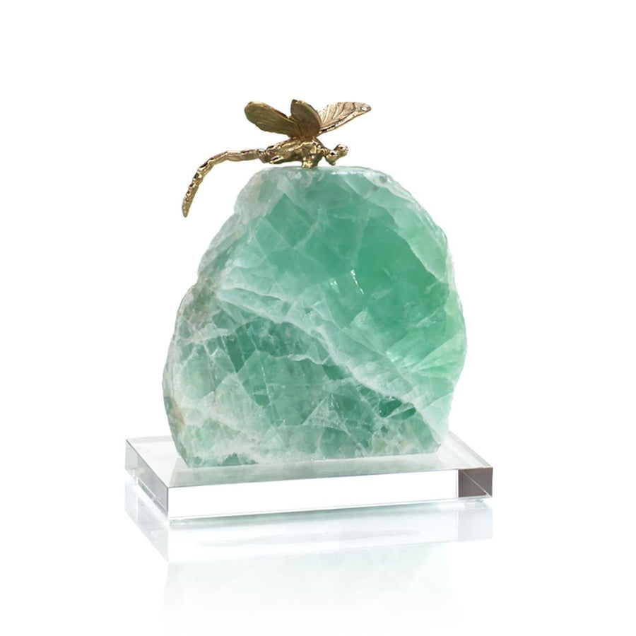 BRASS DRAGONFLY SCULPTURE ON CHLOROPHANE II