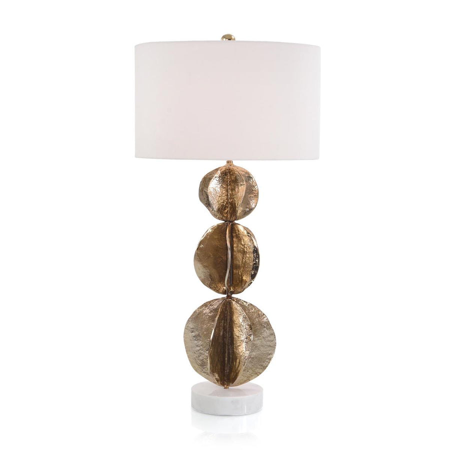 THREE FLOWING WAVE SPHERES BRASS TABLE LAMP