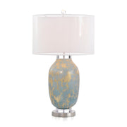 ROBIN'S EGG BLUE SPECKLED GLASS TABLE LAMP