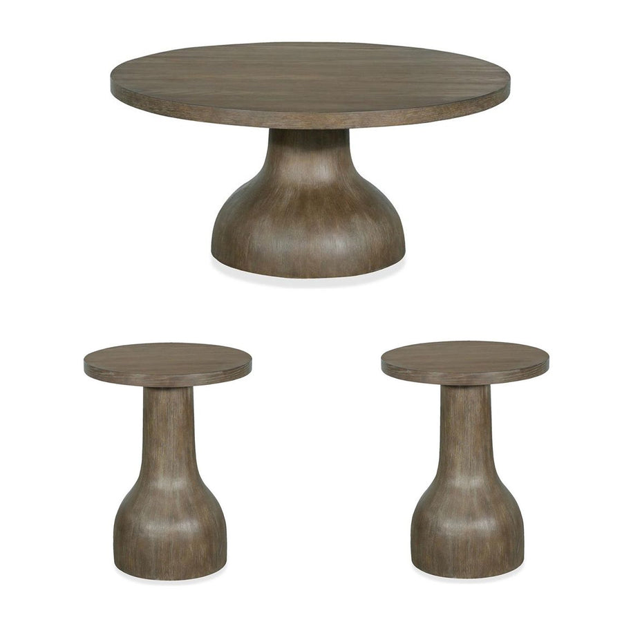 WOOD ROUND COCKTAIL TABLE SET