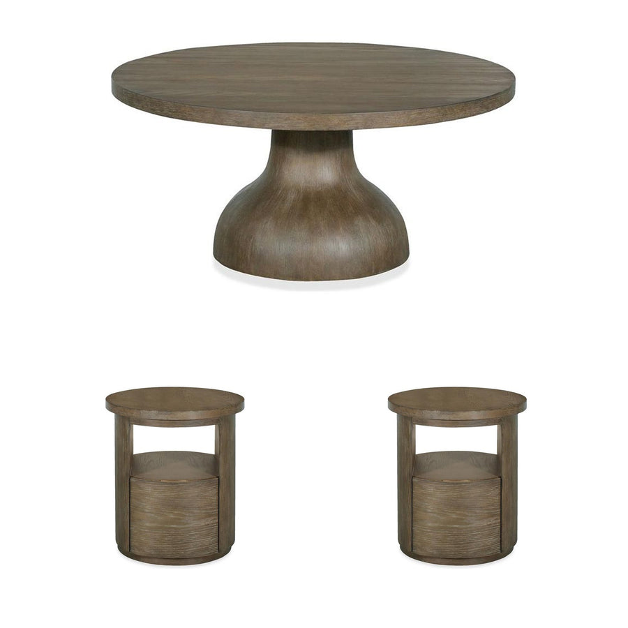 WOOD ROUND COCKTAIL TABLE SET