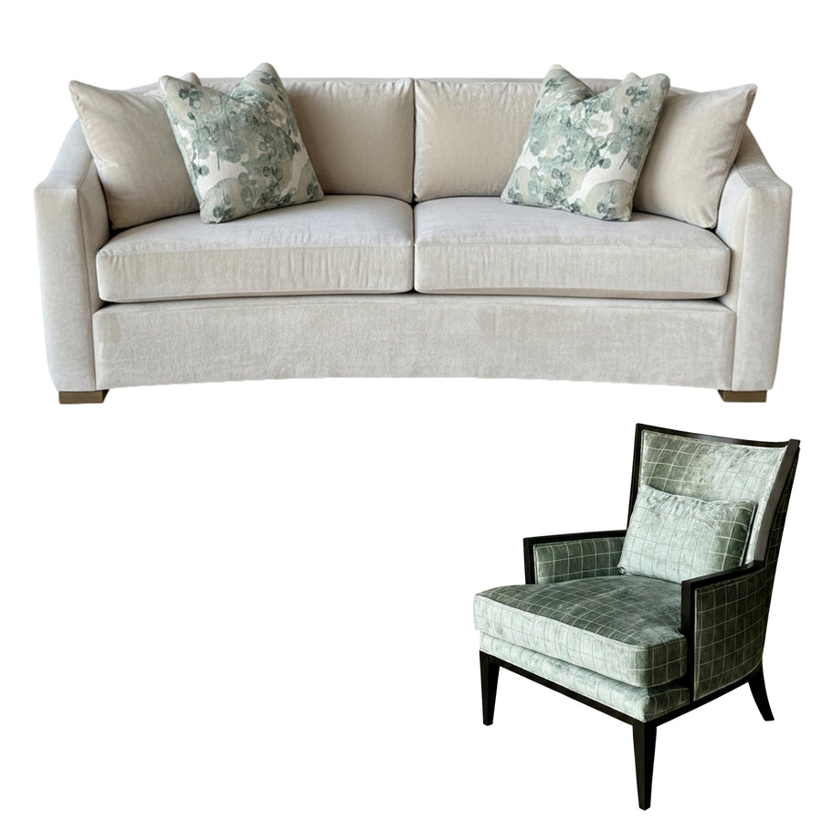 CRUSH LINEN LIVING SET - TWO SOFAS & TWO CHAIRS