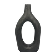 WOOD, 14"H CUT-OUT VASE, BLACK