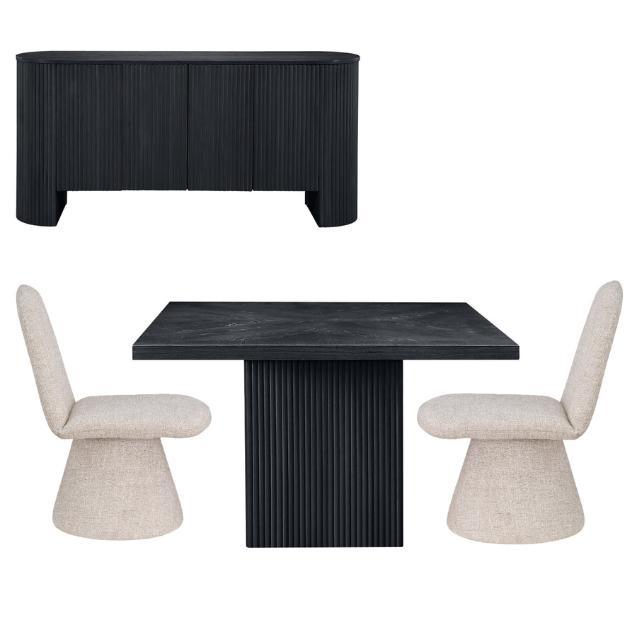 BELINDA BEECH WOOD DINING TABLE SET