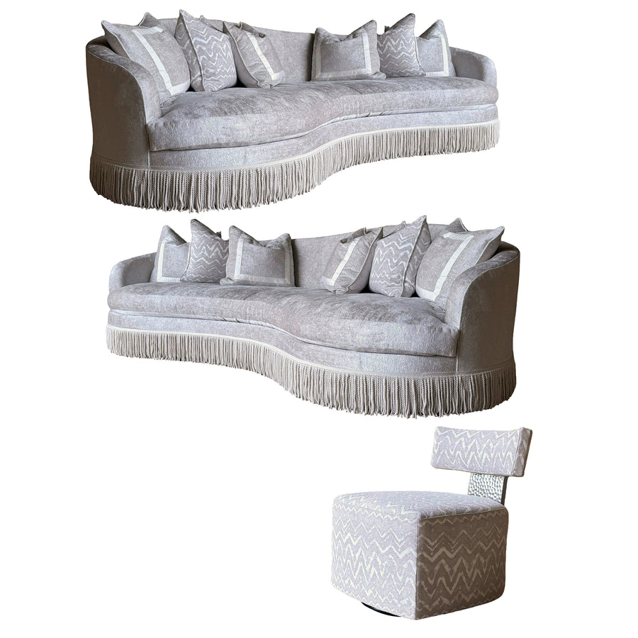 MODERNE LIVING SET - LEFT AND RIGHT SOFA & TWO CHAIRS