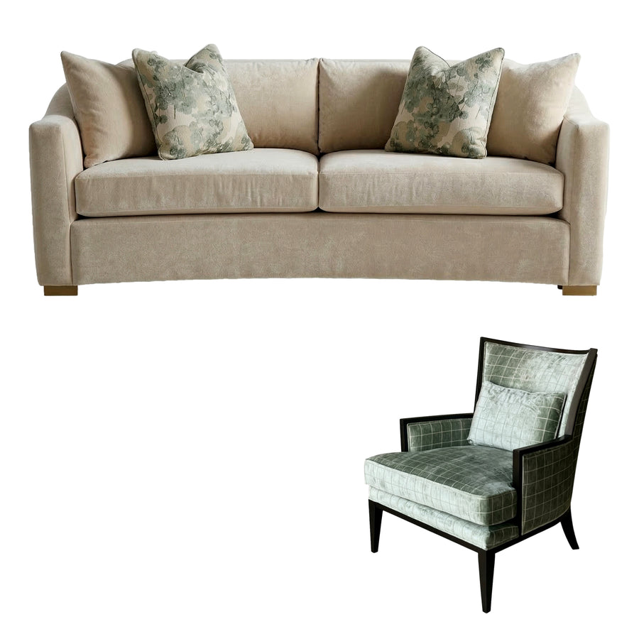 CRUSH LINEN LIVING SET - TWO SOFAS & TWO CHAIRS