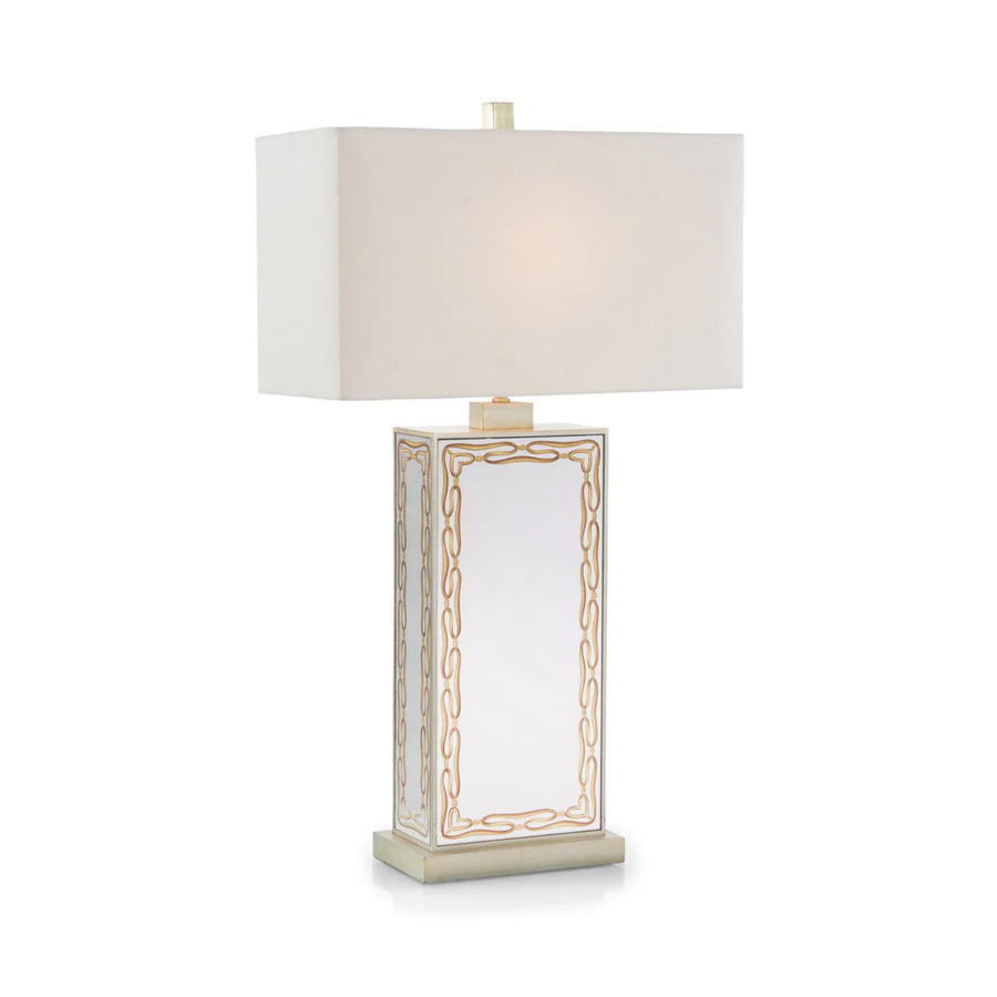 EGLOMISE AND CHAMPAGNE GOLD TABLE LAMP