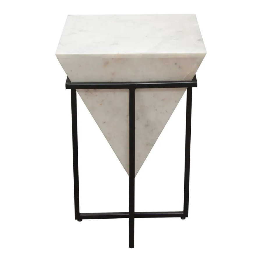 VECTOR SMALL ACCENT TABLE WHITE MARBLE