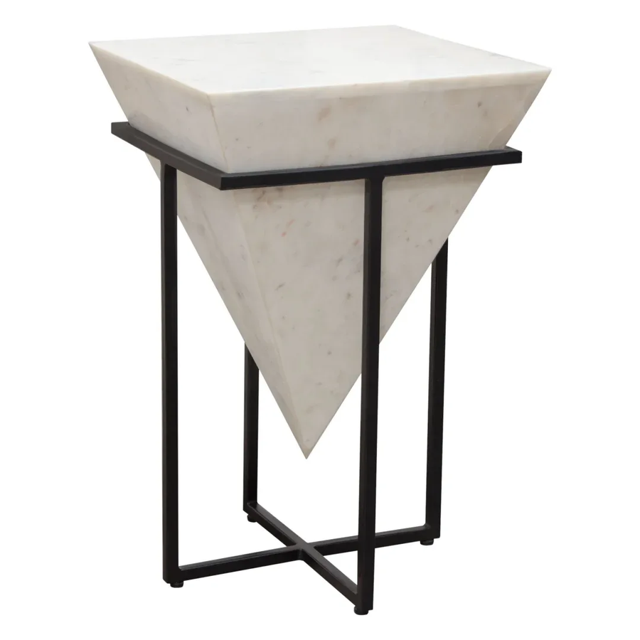 VECTOR SMALL ACCENT TABLE WHITE MARBLE