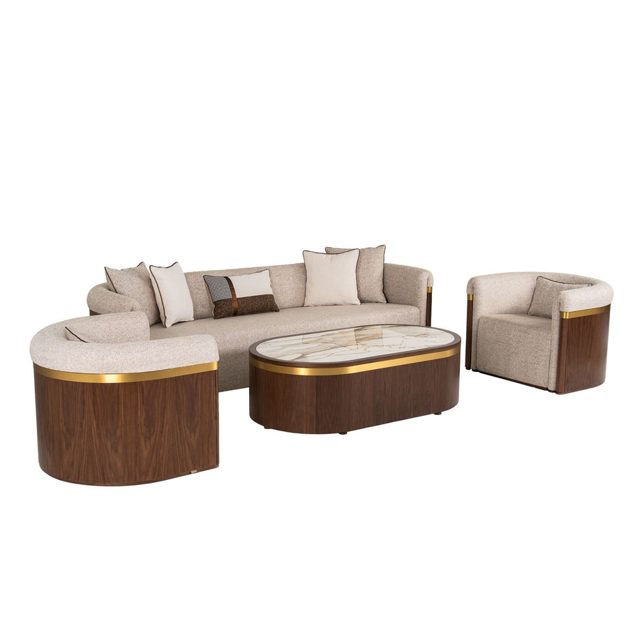 CEBE LIVING SET - ONE SOFA & TWO CHAIRS WITH COFFEE TABLE