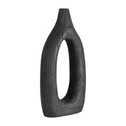 WOOD, 14"H CUT-OUT VASE, BLACK