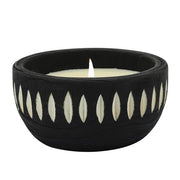 WOOD 6" AZTEC BOWL CANDLE, BLACK 90OZ