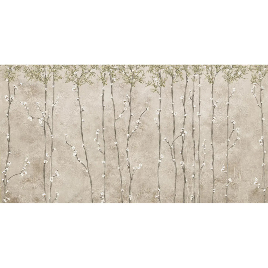 BLOOM FLOWERS WALL MURAL, BEIGE FLORAL BLOSSOM WALLPAPER