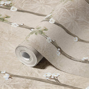 BLOOM FLOWERS WALL MURAL, BEIGE FLORAL BLOSSOM WALLPAPER