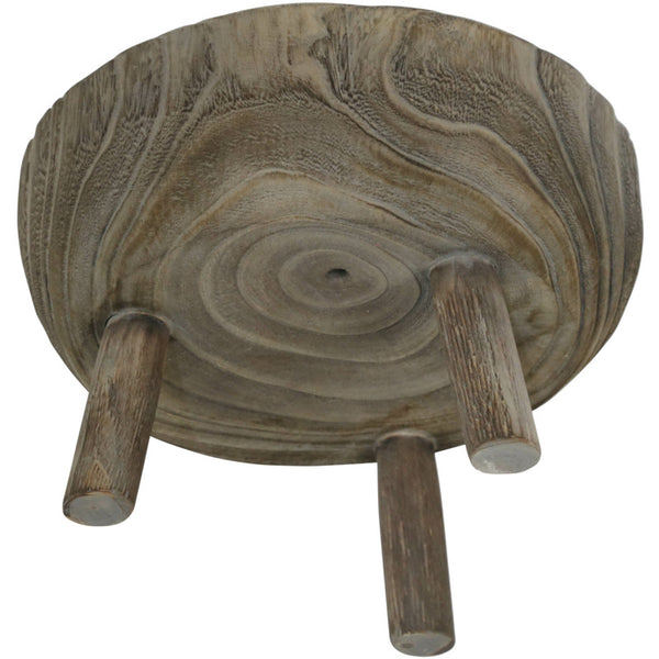 WOOD 11" BOWL WITH LEGS, GRAY