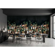 LANDSCAPE WALL MURAL HOUSES CITYSCAPE STYLISH WALLPAPER - BLACK