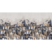 LANDSCAPE WALL MURAL HOUSES CITYSCAPE STYLISH WALLPAPER - BLUE