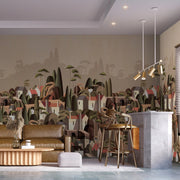 LANDSCAPE WALL MURAL HOUSES CITYSCAPE STYLISH WALLPAPER - LIGHT BEIGE