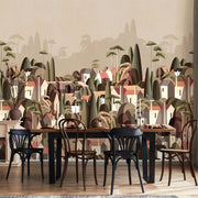 LANDSCAPE WALL MURAL HOUSES CITYSCAPE STYLISH WALLPAPER - LIGHT BEIGE