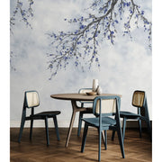 LARGE BLOSSOM TREE WALLPAPER, BLUE CHINOISERIE NATURE FLOWERS WALL MURAL