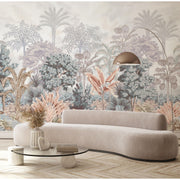 NATURE TROPICAL WALLPAPER, GREEN FOREST WALL MURAL, CUSTOM SIZE TREES WALL ART