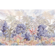 NATURE TROPICAL WALLPAPER, PURPLE FOREST WALL MURAL, CUSTOM SIZE TREES WALL ART