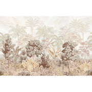NATURE TROPICAL WALLPAPER, YELLOW FOREST WALL MURAL, CUSTOM SIZE TREES WALL ART