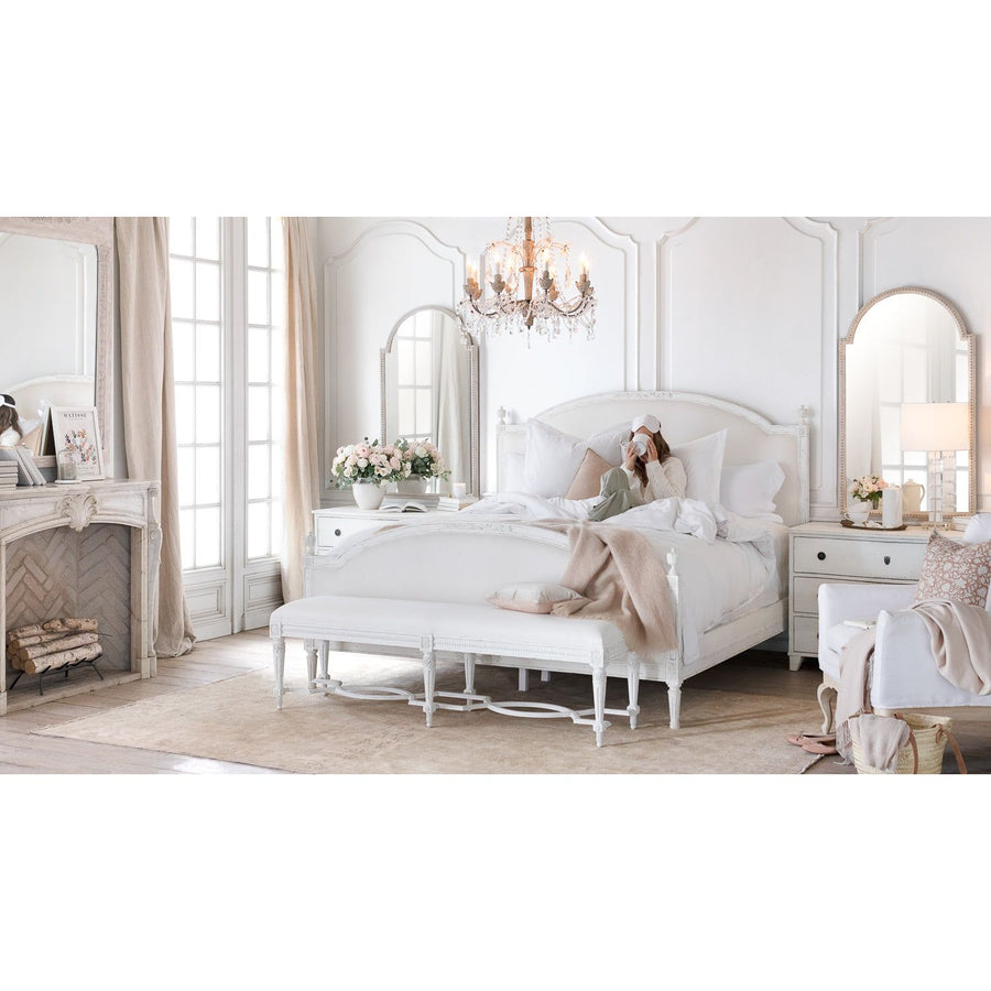 WHITE LINEN KING CONSTANCE BENCH