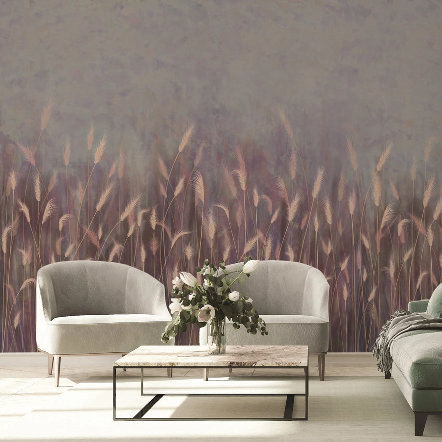 SWAYING WHEAT FIELD WALL MURAL - PURPLE