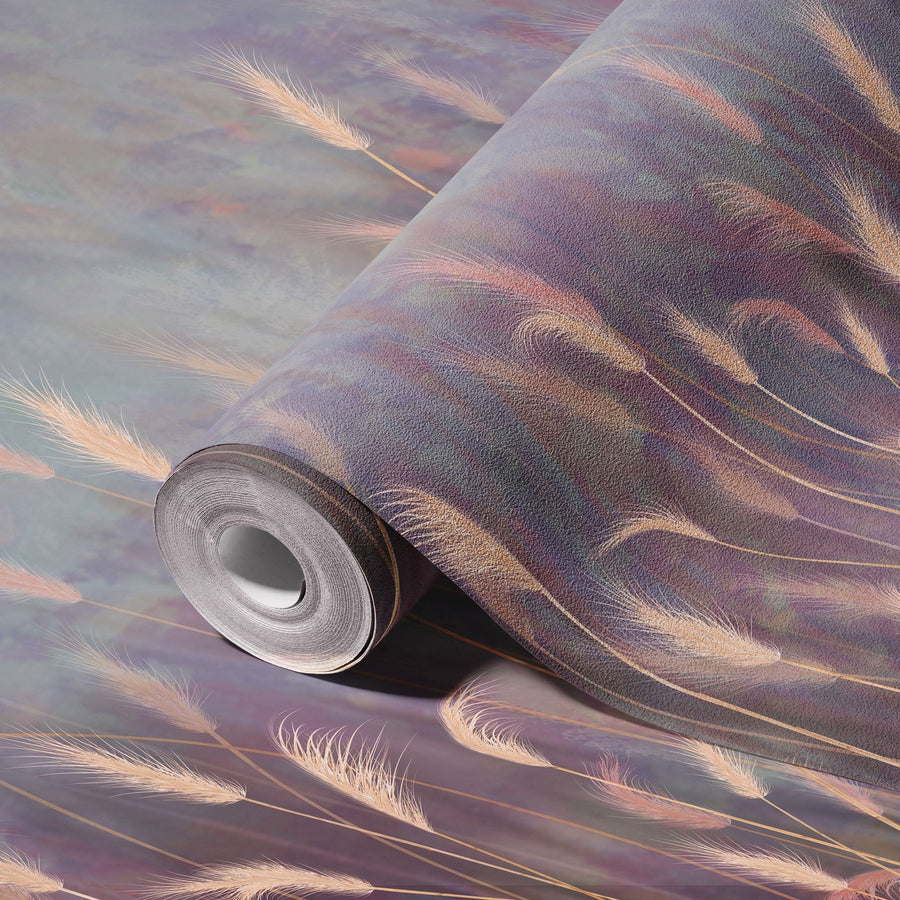 SWAYING WHEAT FIELD WALL MURAL - PURPLE