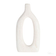 WOOD, 14"H CUT-OUT VASE, WHITE